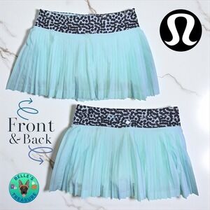 Lululemon Pleat to Street II Skirt Tranquil Blue Ace‎ Spot Leopard Skort Size 4